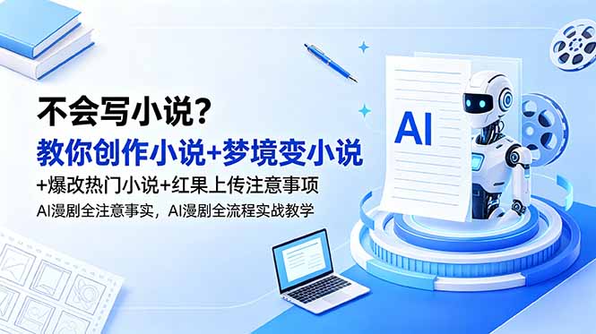 不会写小说？教你创作小说+梦境变小说+爆改热门小说+红果上传注意事项，AI漫剧全流程实战教学-三禾网络