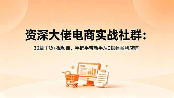 资深大佬电商实战社群：30篇干货+视频课，手把手带新手从0搭建盈利店铺-三禾网络