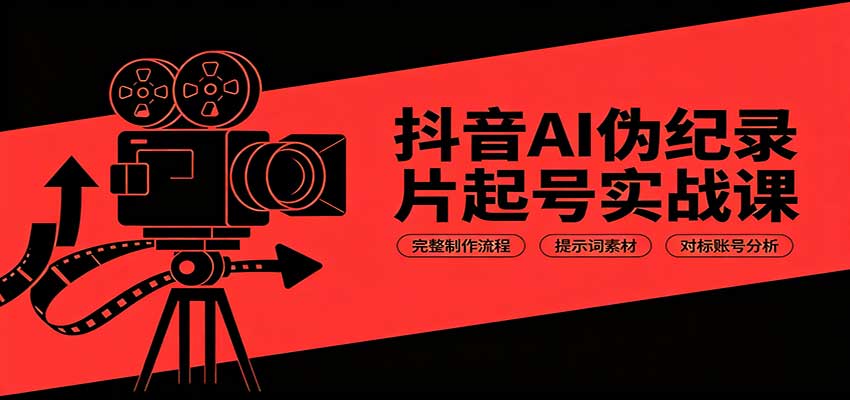 抖音AI伪纪录片起号实战课：完整制作流程，提示词素材，对标账号分析-三禾网络
