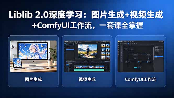 Liblib 2.0深度学习：图片生成+视频生成+ComfyUI工作流，一套课全掌握-三禾网络
