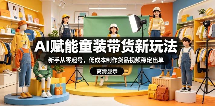 AI赋能童装带货新玩法，新手从零起号，低成本制作货品视频稳定出单-三禾网络