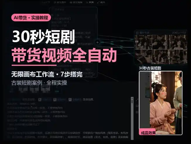 Seedance2.0做短剧带货视频，无限画布工作流·7步搭完古装短剧案例·全程实操-三禾网络