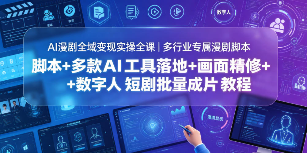 AI漫剧全域变现实操全课｜多行业专属漫剧脚本+多款AI工具落地+画面精修+数字人短剧批量成片全教程-三禾网络