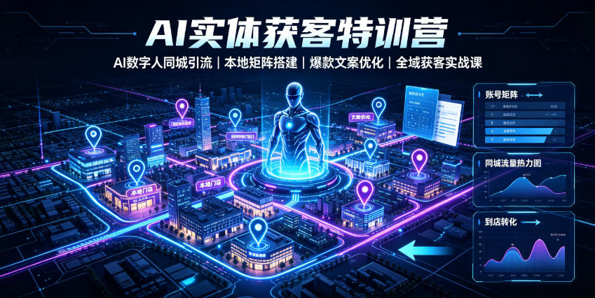 AI实体获客特训营｜AI数字人同城引流、本地矩阵搭建、爆款文案优化全域获客实战课-三禾网络