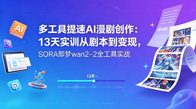 多工具提速AI漫剧创作：13天实训从剧本到变现，SORA即梦wan2-2全工具实战-三禾网络