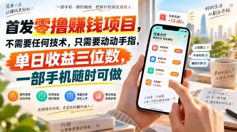首发零撸賺钱项目,不需要任何技术,只需要动动手指,单日收益三位数,一部手机随时可做【揭秘】 首发零撸賺钱项目,不需要任何技术,只需要动动手指,单日收益三位数,一部手机随时可做【揭秘】