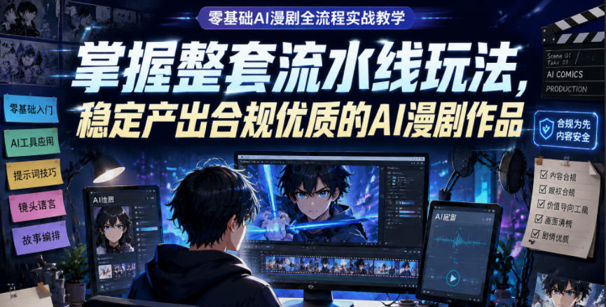 零基础AI漫剧全流程实战教学，掌握整套流水线玩法，稳定产出合规优质的AI漫剧作品-三禾网络